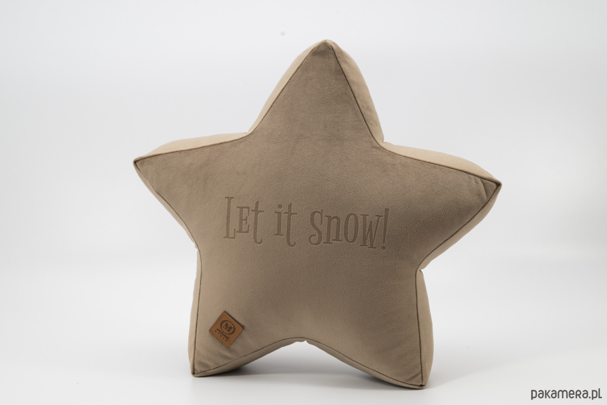 dekoracje świąteczne Poduszka dekoracyjna gwiazdka, świąteczna velvetowa - grawer Let it snow 1