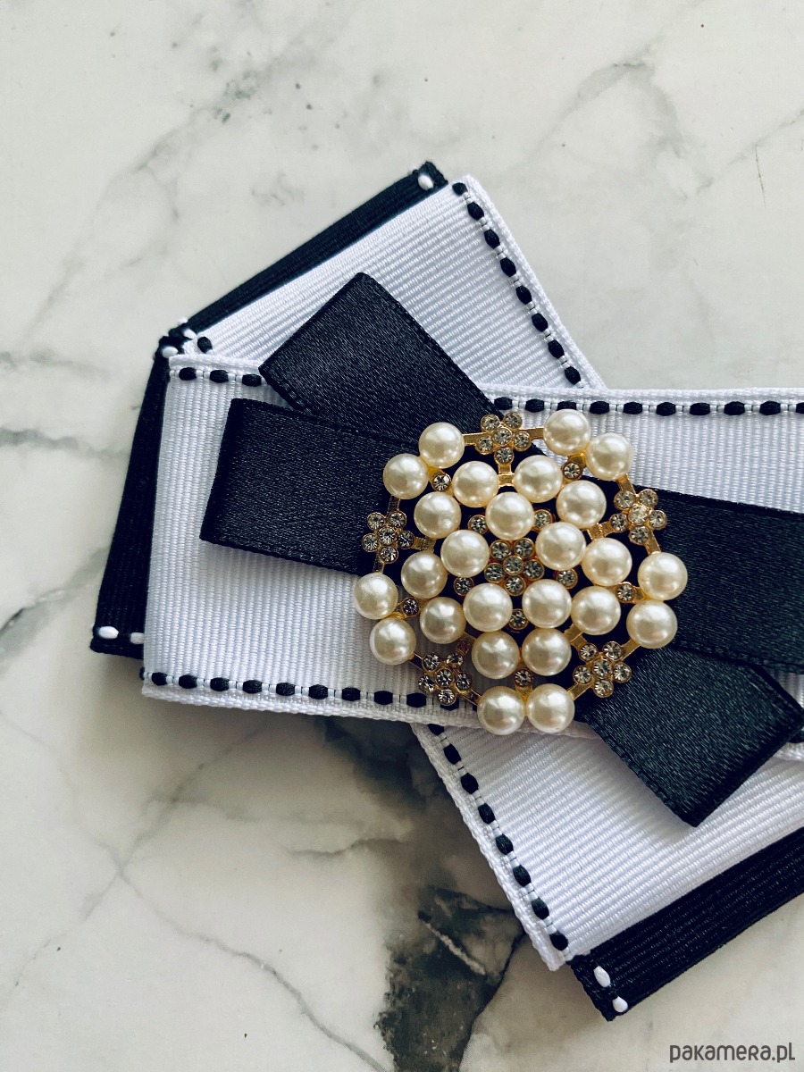 broszki Black & White Brosza   z perłami  NEW 5