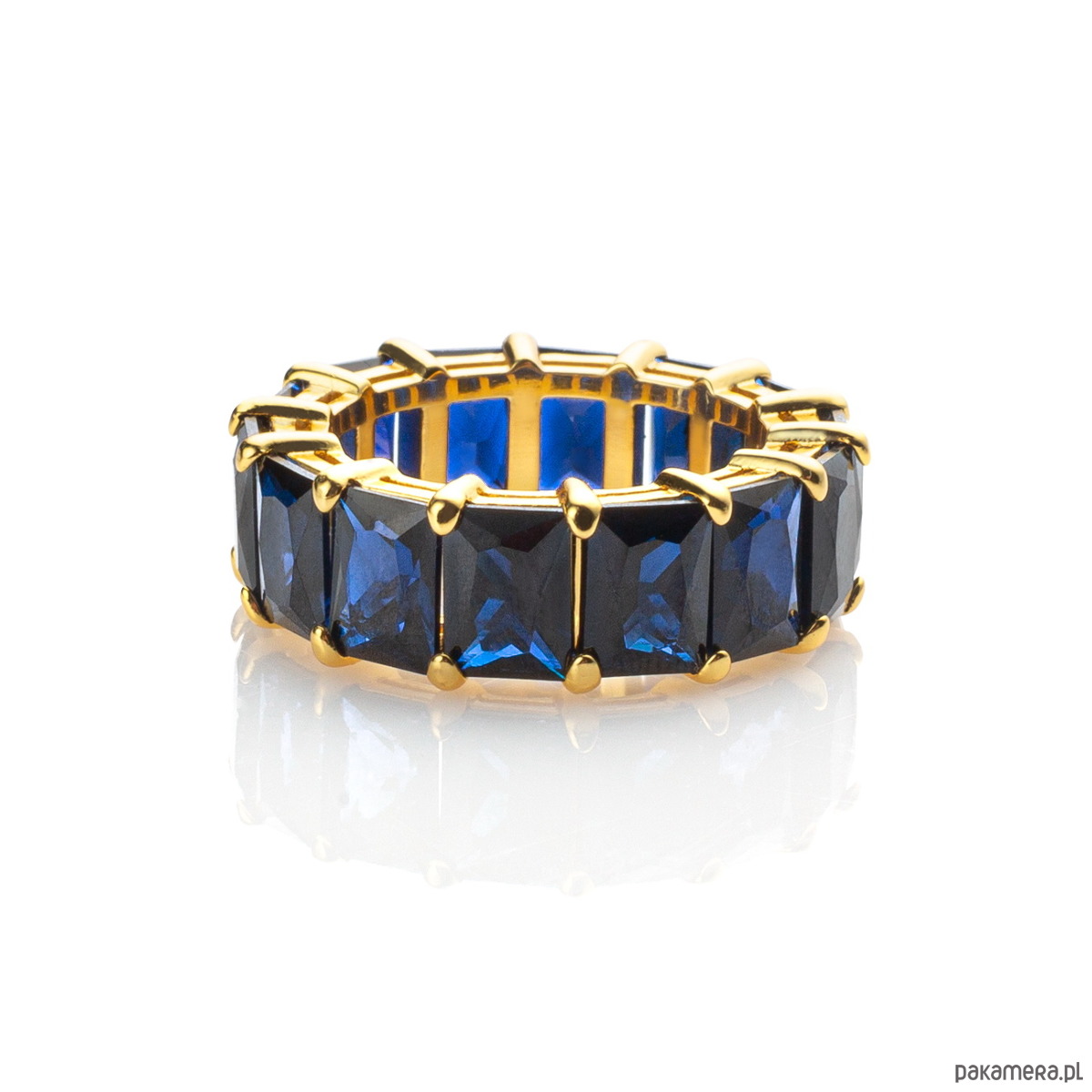 pierścionki złote Pierścionek z cyrkoniami szafirowymi srebro 925 pozłacane 1