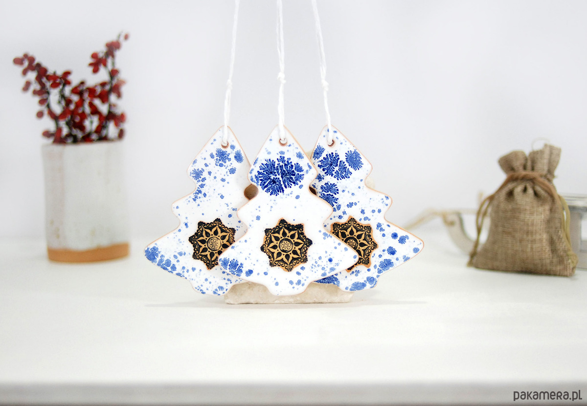 ozdoby choinkowe Ceramiczne ozdoby świąteczne choinki - zima 5