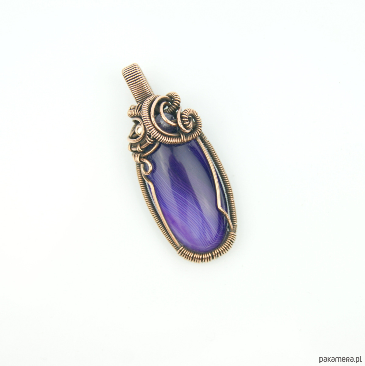 wisiory Wisiorek z fioletowym agatem  wire wrapping 5