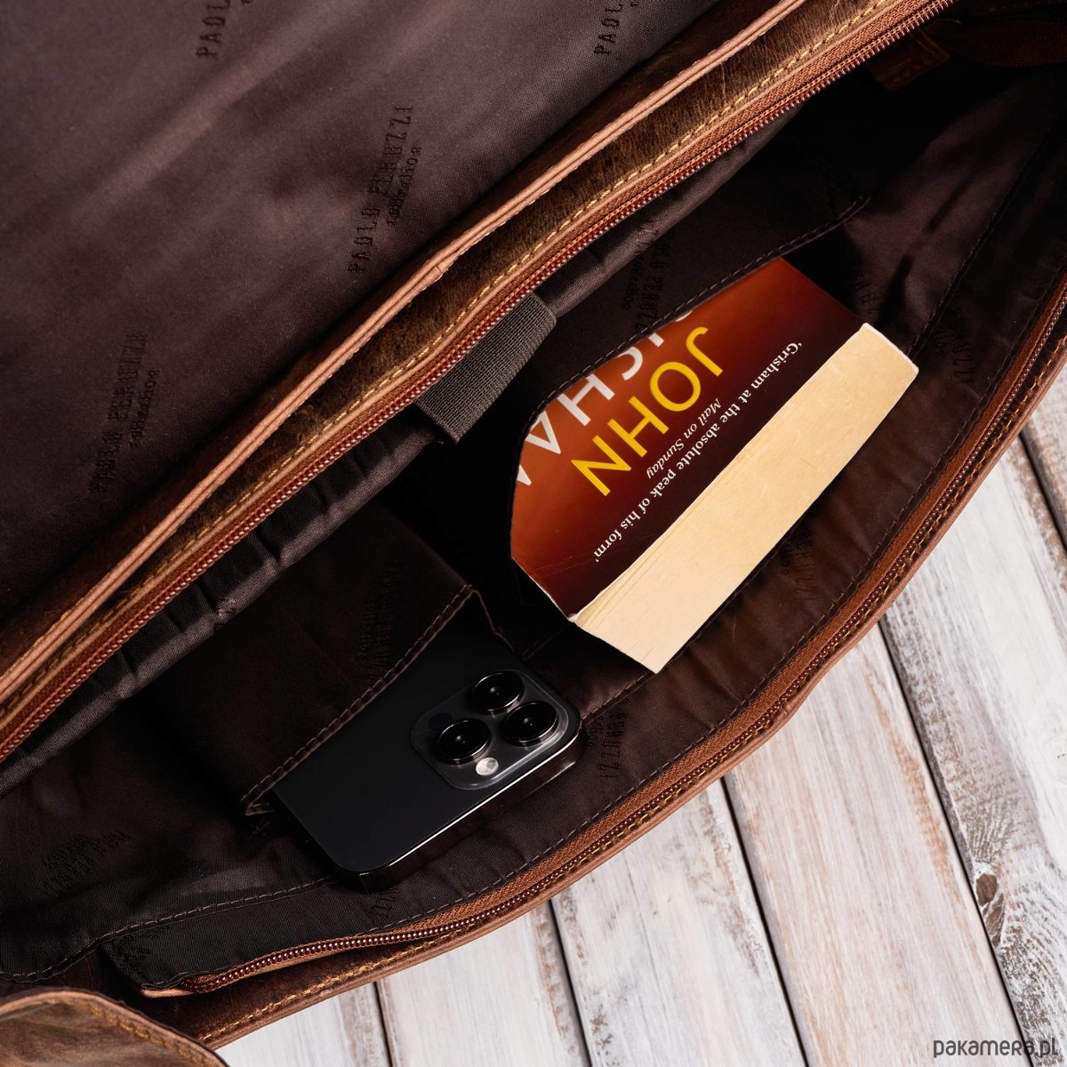 torby i nerki męskie TORBA MĘSKA NA RAMIĘ NA LAPTOPA SKÓRZANA VINTAGE PAOLO PERUZZI  T-106-HBR 5