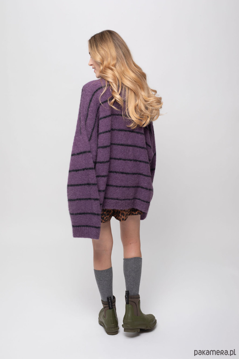 swetry damskie  Handmade Lazy Lines Sweater - Plum 3