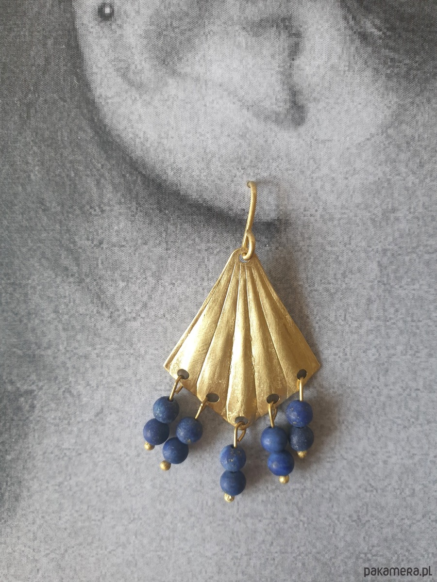 kolczyki z kamieniami Kolczyki ORIGAMI wachlarze z lapis lazuli 2