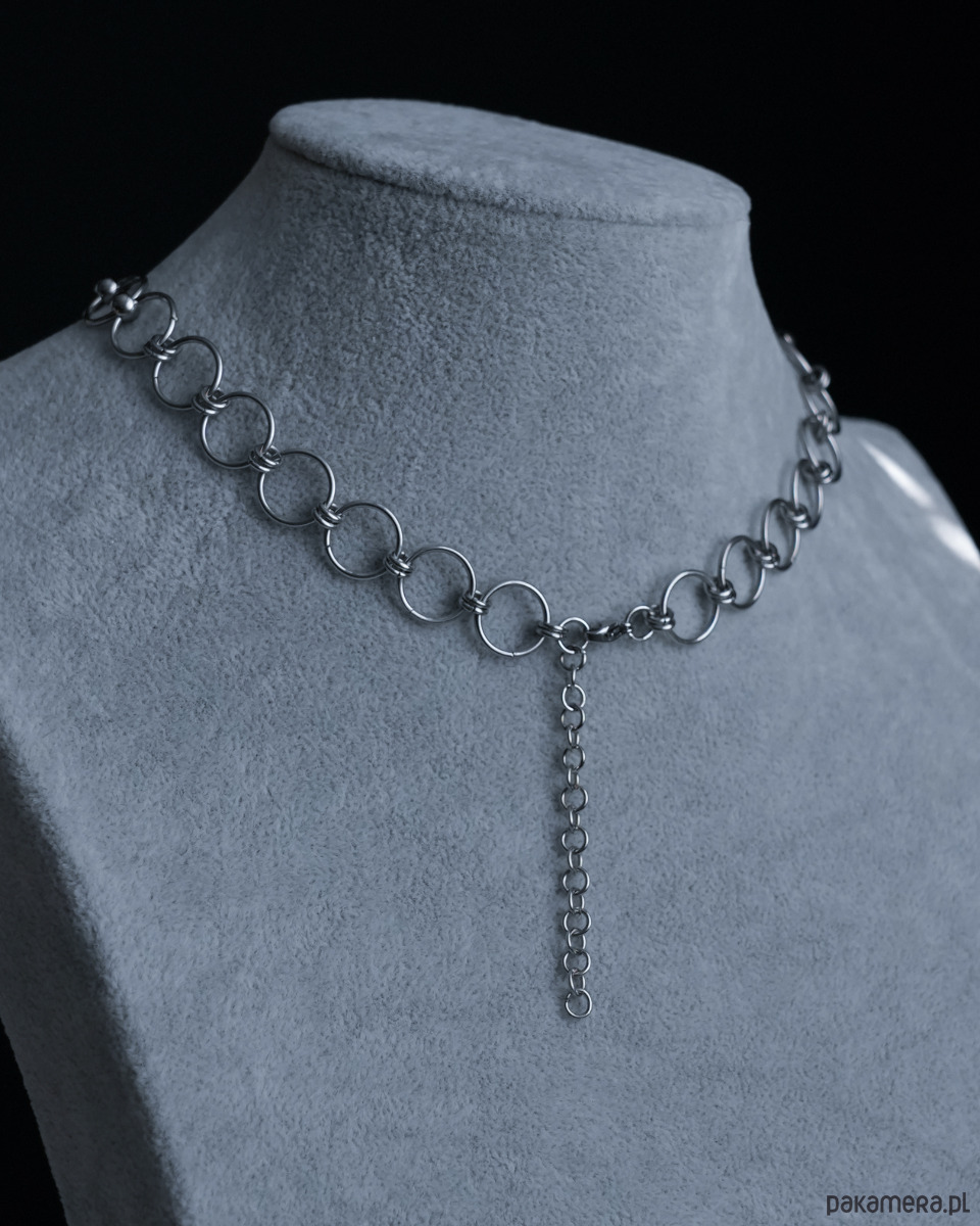 kolie Naszyjnik chainmail za stali z okrągłą blaszką 2