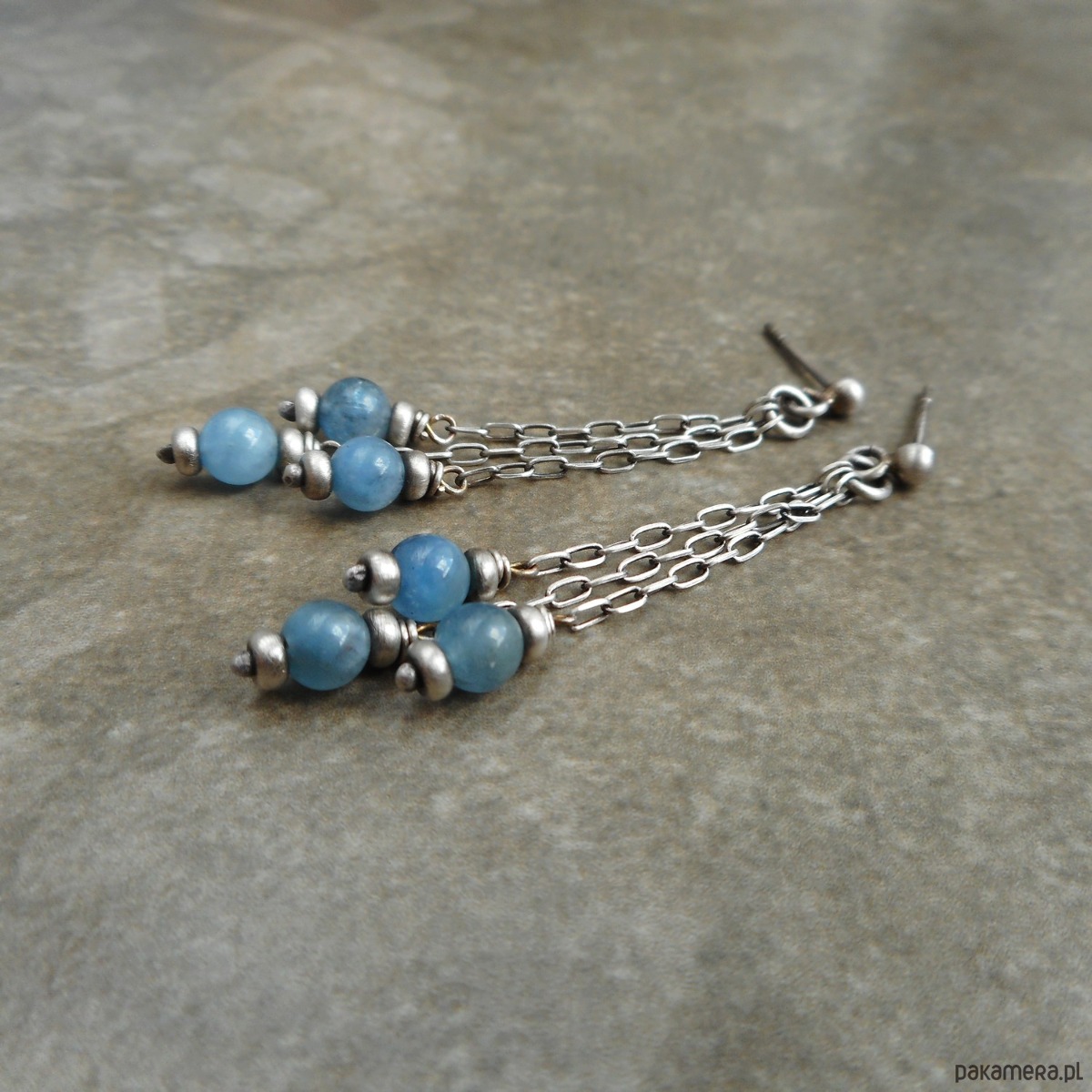 kolczyki srebrne Błękitne kolczyki srebro 925 2