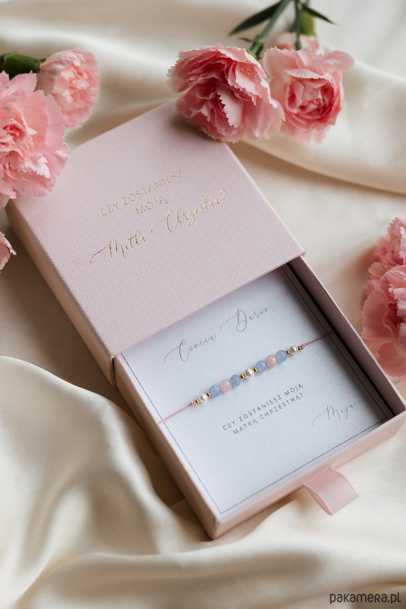bransoletki na sznurku Bransoletka z dedykacją dla mamy chrzestnej 1