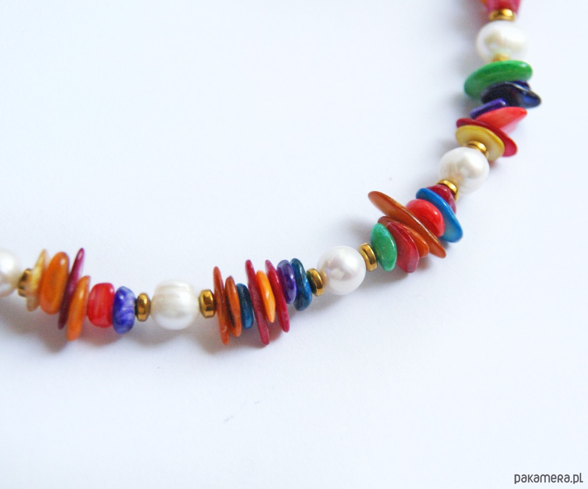 chokery Multikolorowy naszyjnik : choker : perły & masa perłowa 2