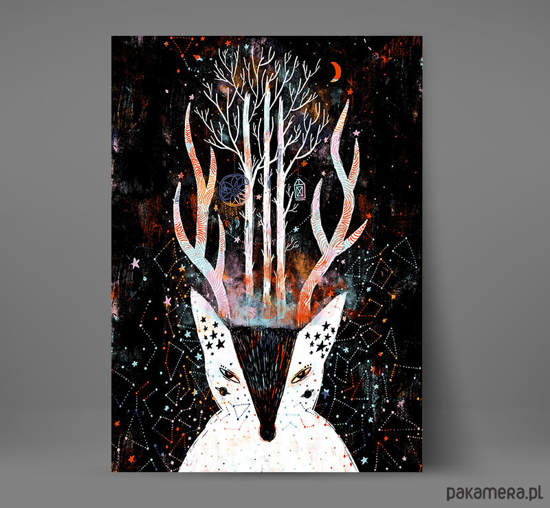 plakaty Plakat z magicznym niebem i wilkiem magia bajka 4