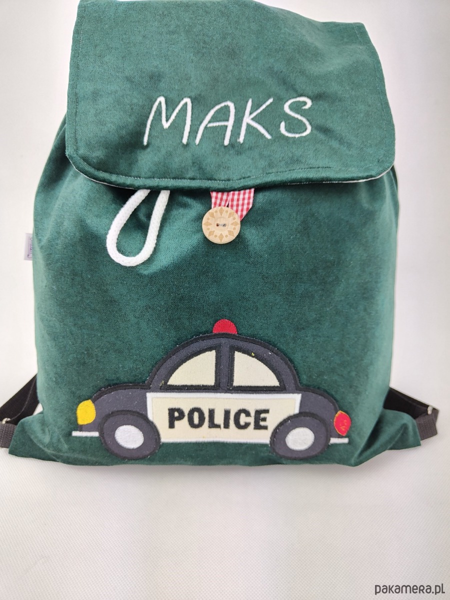 torebki, worki i plecaki dziecięce Prezent dla chłopca - plecak z radiowozem i imieniem 1