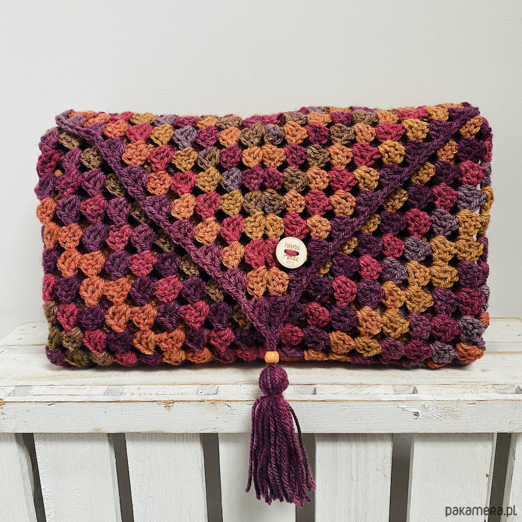 szale damskie Ciepła kolorowa  chusta Granny z chwostami ręcznie robiona 5