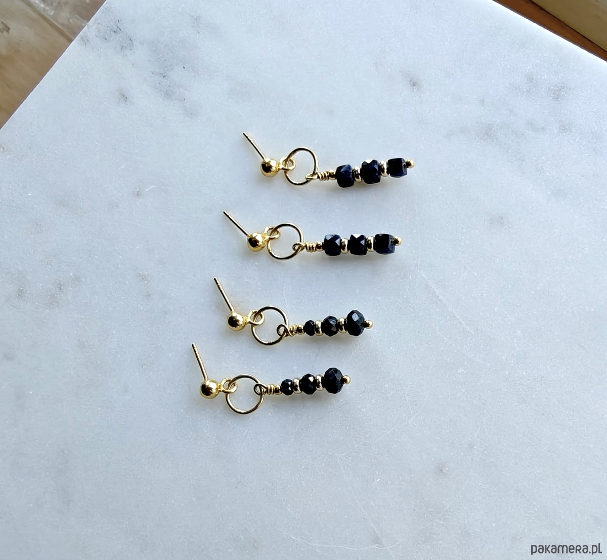 kolczyki pozłacane Szafirki #2, pozłacane srebrne kolczyki 6