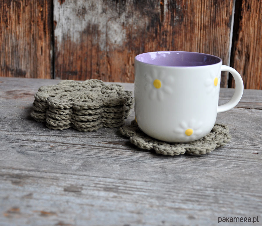 podkładki do kuchni Szydełkowe podkładki pod kubki  6szt 1