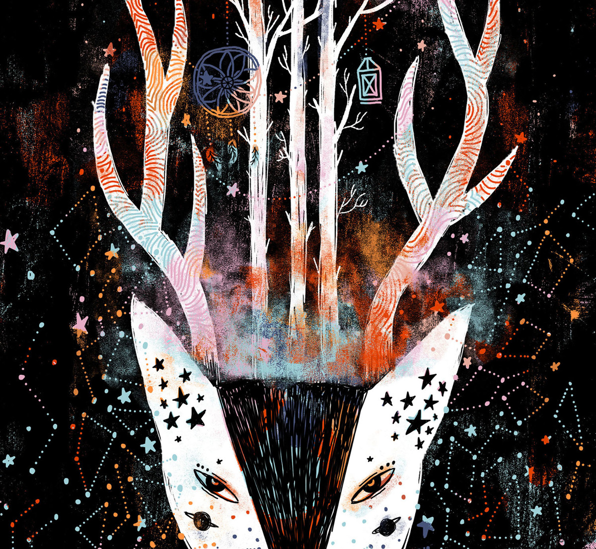 plakaty Plakat z magicznym niebem i wilkiem magia bajka 5