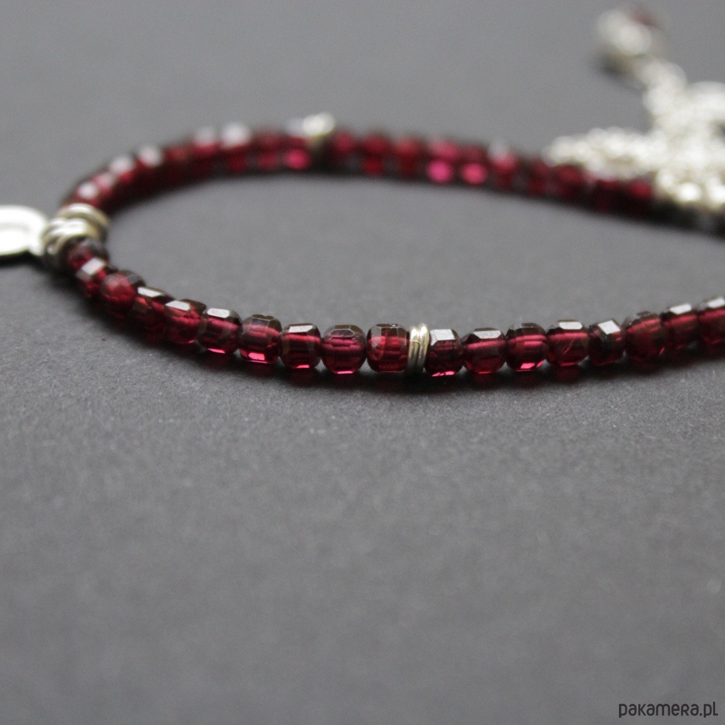 srebrne naszyjniki Naszyjnik Burgundowy 4