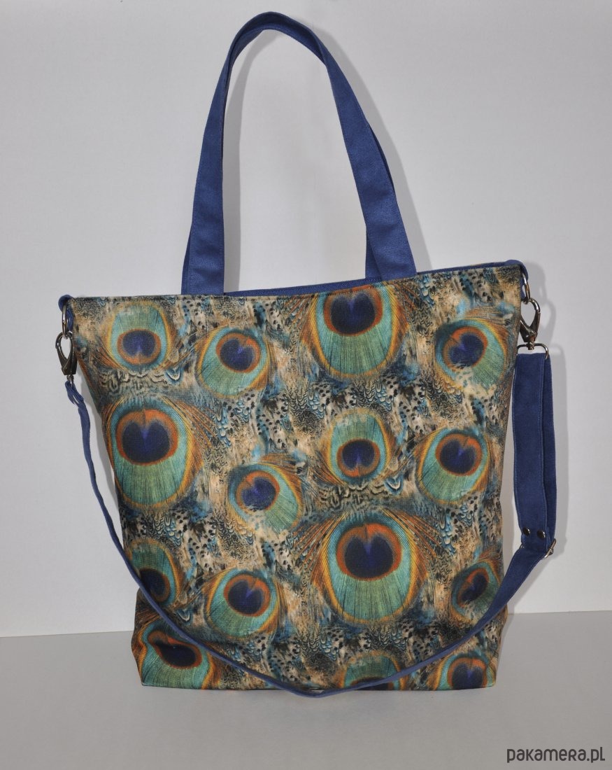 torby na ramię Torba hobo XXL - print pawie pióra 3