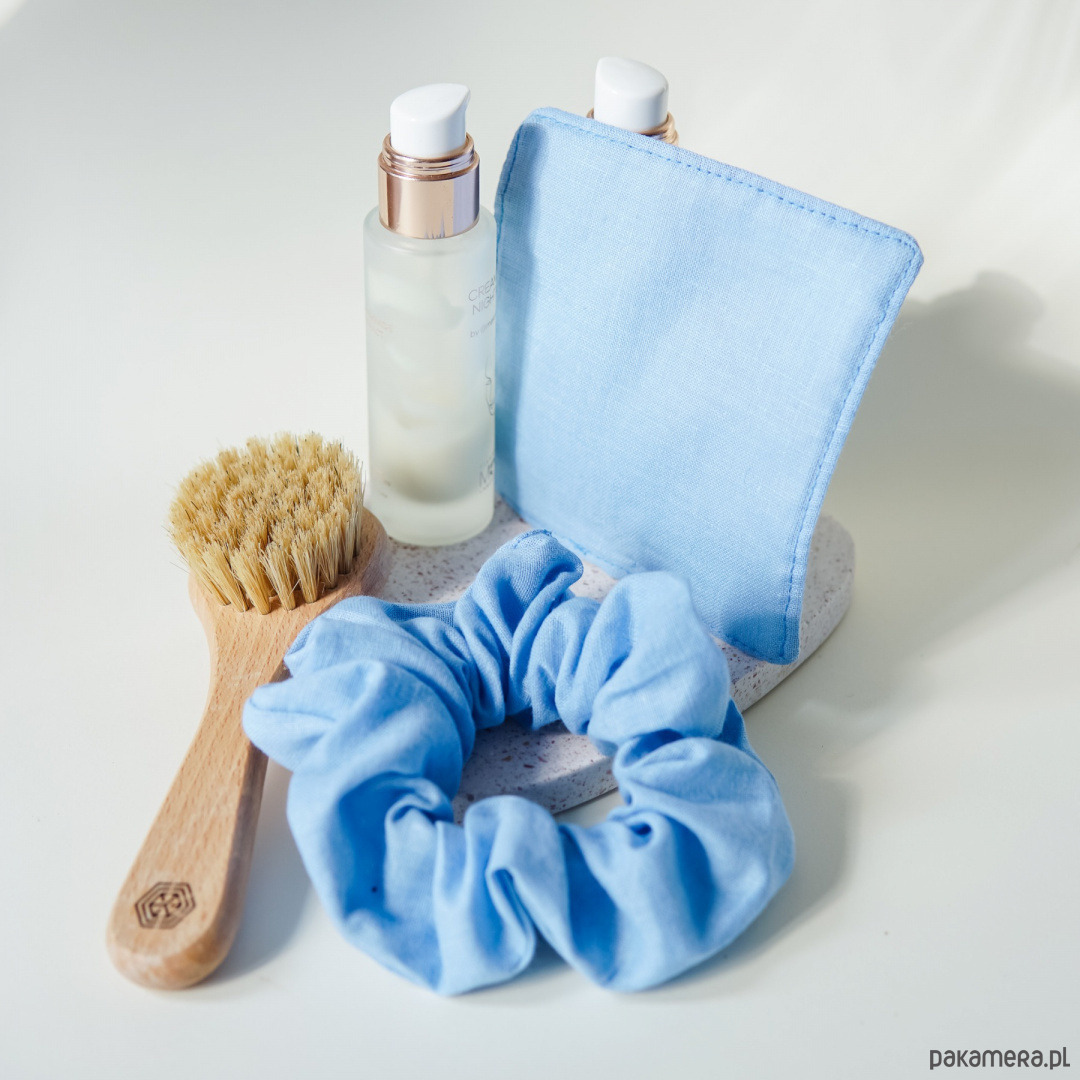 opaski do włosów Zestaw domowe spa - niebieski len 3