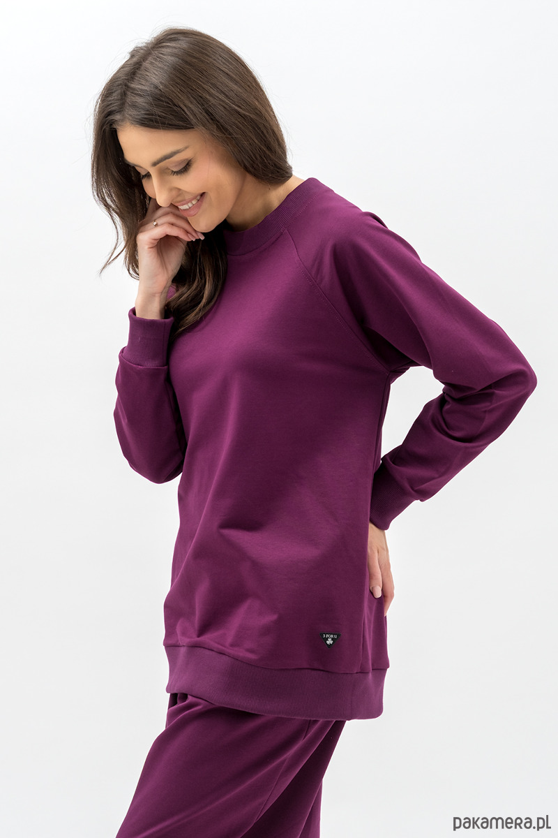 bluza bez kaptura damska Bluza damska raglan basic ,,ADALET" bakłażan 1
