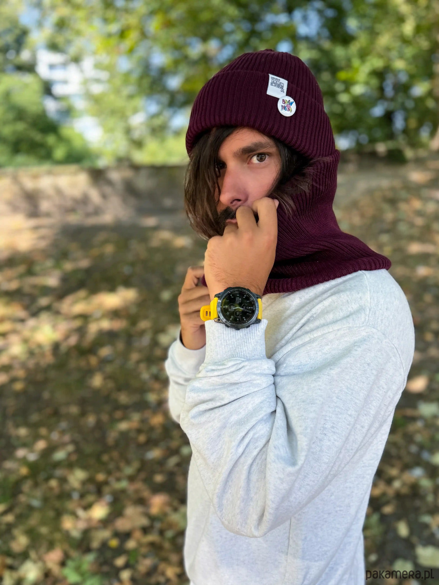 czapki i kapelusze męskie Męska czapka beanie z bawełny logo kolorowe Bordo 2