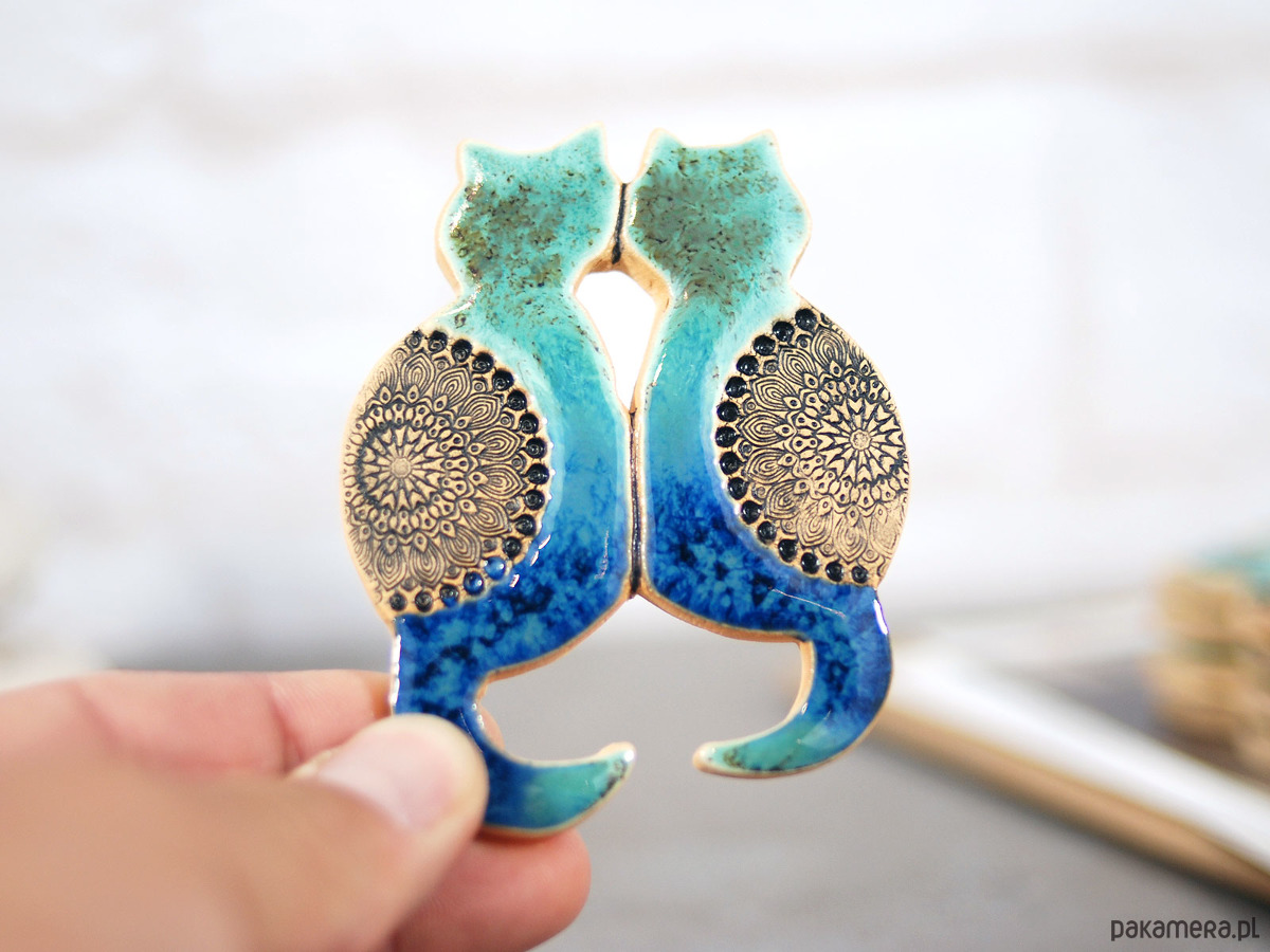 magnesy Ceramiczne koty bliźniaki - magnes na lodówkę 5