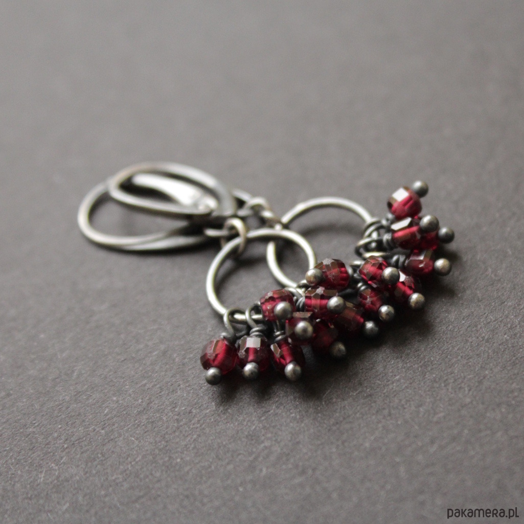 kolczyki z kamieniami Kolczyki cyganeczki z granatami 4