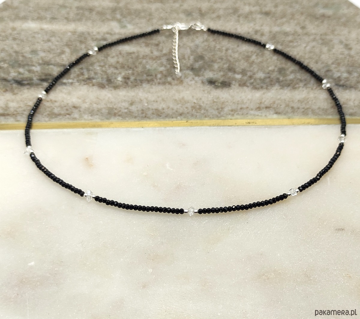 srebrne naszyjniki Naszyjnik - obróżka, z diamencikami 2