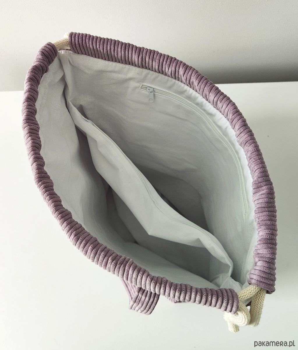 torby na ramię Torba SummerBag LAVANDA-duża lawendowa torba sztruksowa 4