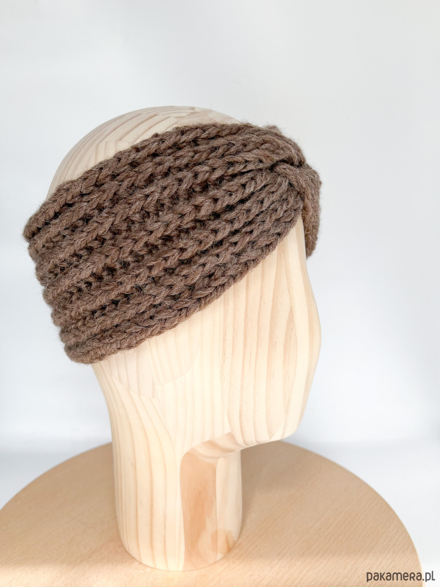 opaski do włosów Brązowa opaska z wełny merino i alpaki 7