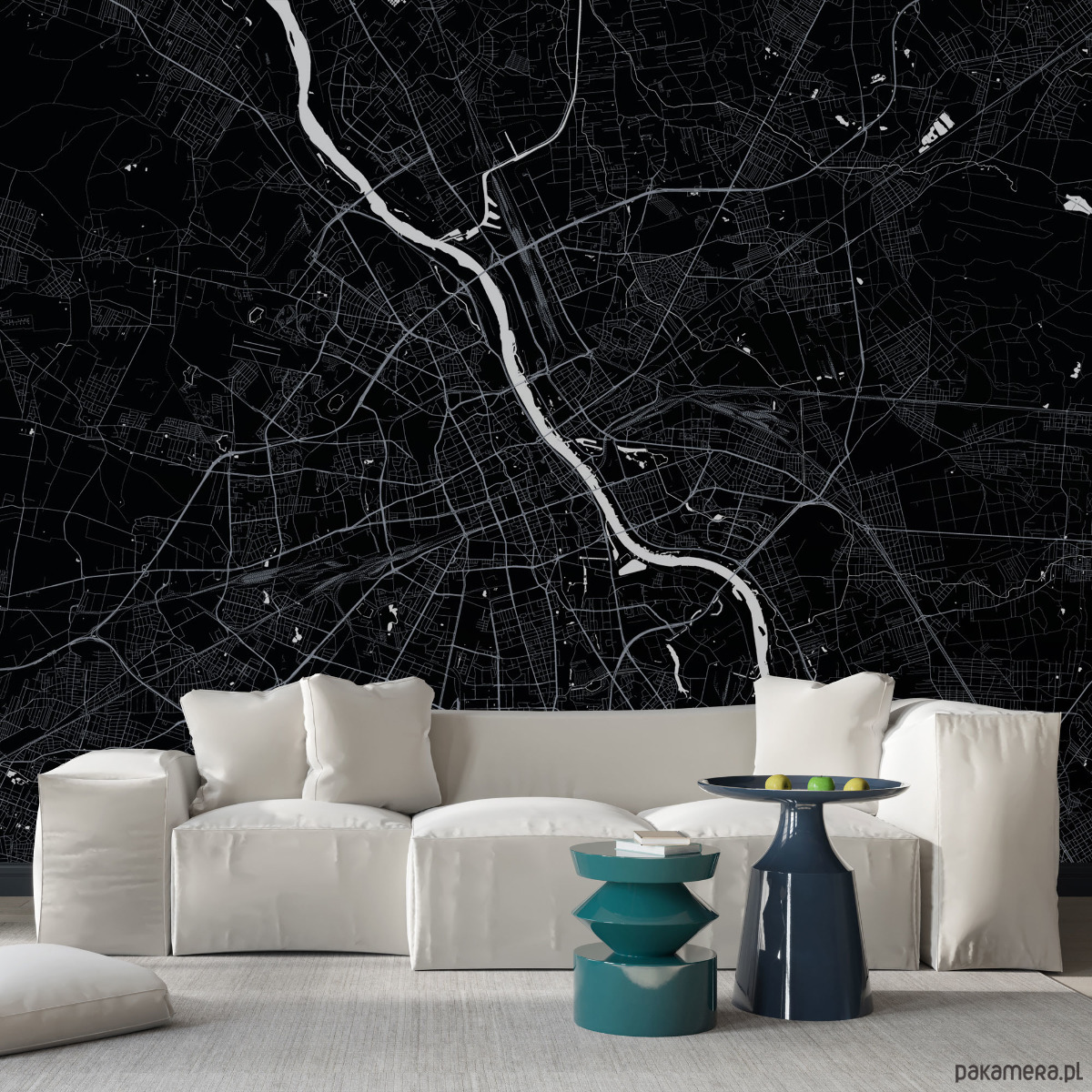 fototapeta Warszawa - fototapeta na wymiar - mapa  Warszawy 3