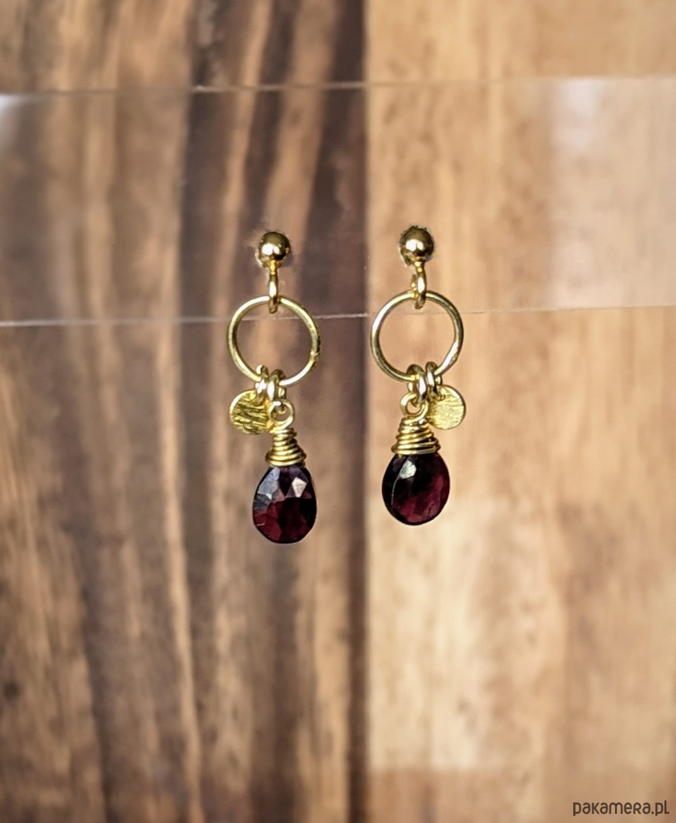 kolczyki pozłacane Kolczyki pozłacane z granatem 1