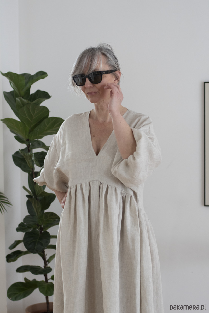 sukienki maxi damskie Lniana sukienka NANA 100% LEN 1