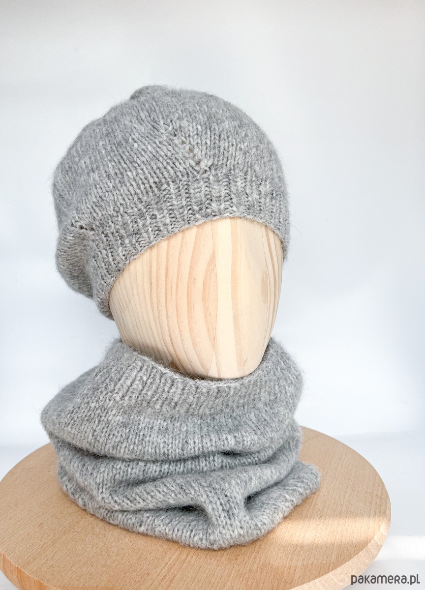 czapki damskie Jasnoszara czapka beretowa z wełny alpaki Parisian 7