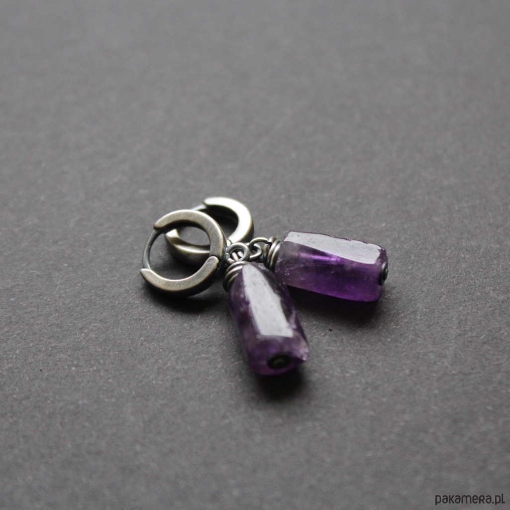 kolczyki z kamieniami Kolczyki Ametyst w srebrnym kołnierzu 4
