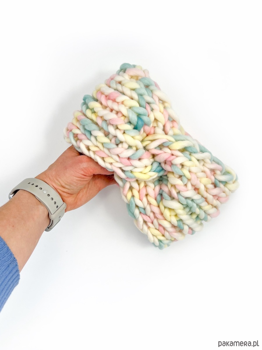 opaski do włosów Kolorowa opaska zimowa z grubej wełny pastelowe kolory 1