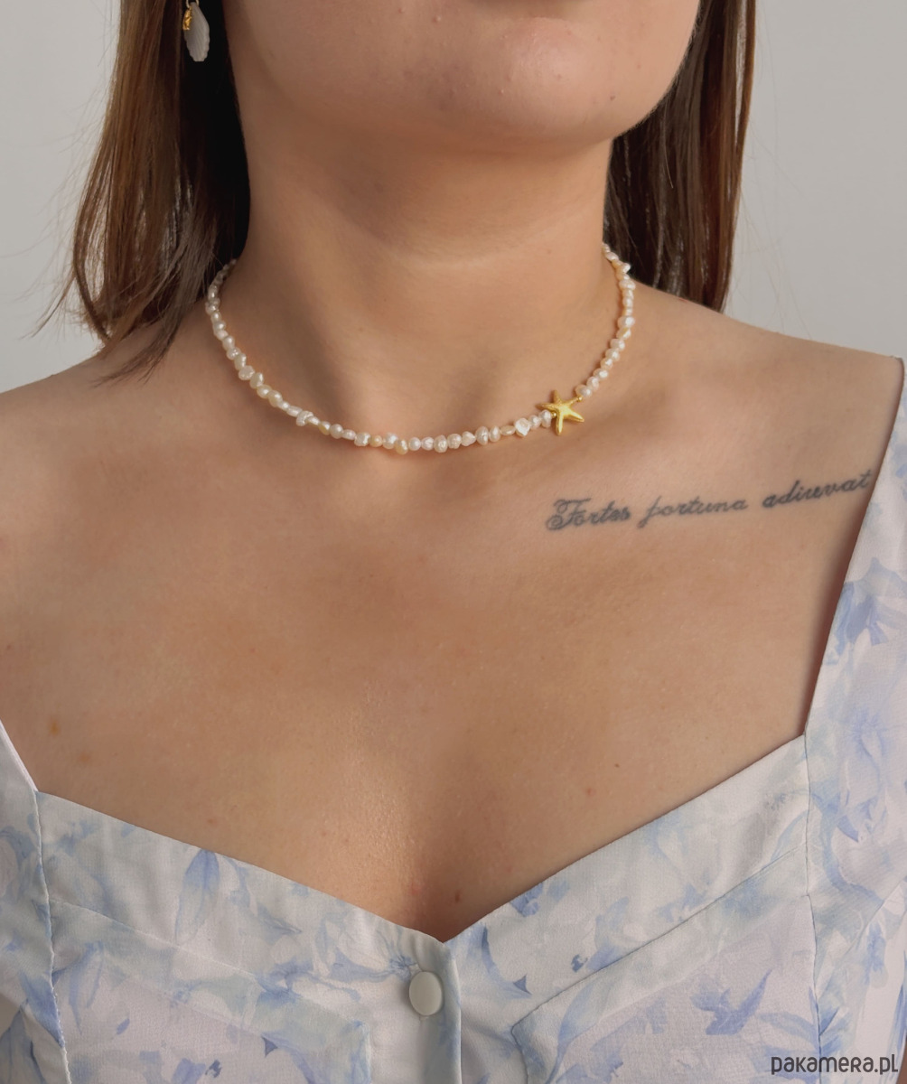 złote naszyjniki Naszyjnik z pereł naturalnych gwiazda 2