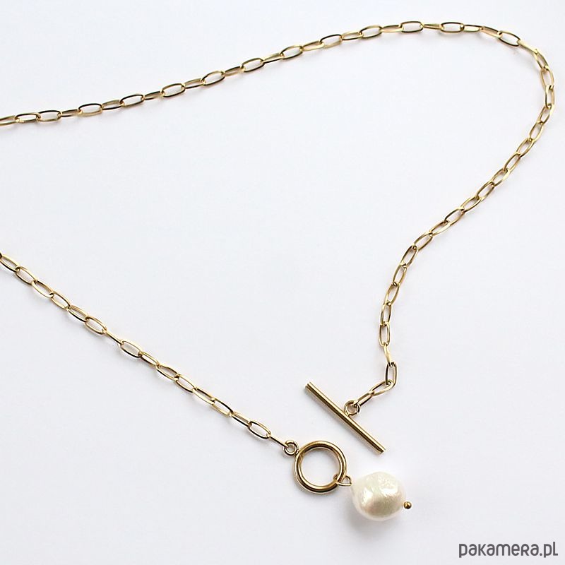 złote naszyjniki Choker z naturalną perłą słodkowodną 1