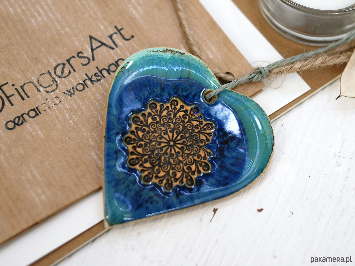 ozdoby choinkowe Ceramiczne serce laguna - wisząca ozdoba ceramiczna 4