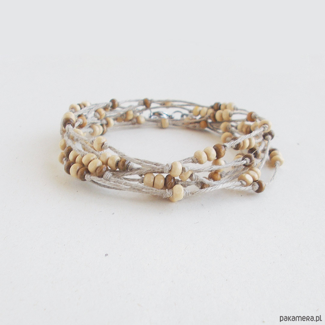 bransoletki drewniane Kolory ziemi Bransoletka lniana NATURE 2