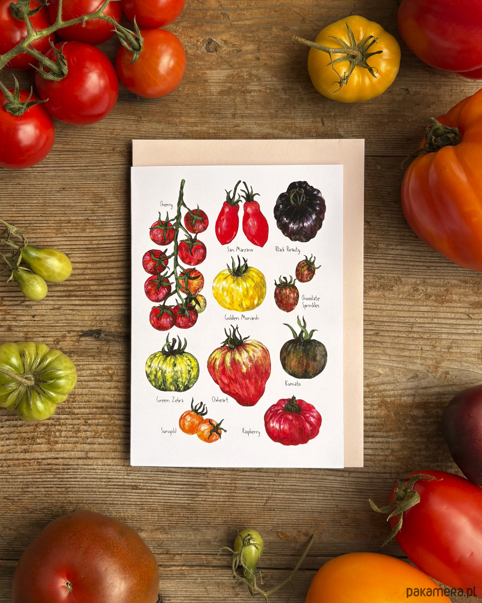 kartki okolicznościowe - wydruki Pomidory-  Kartka- Grafika- Ilustracja- Warzywniak 1
