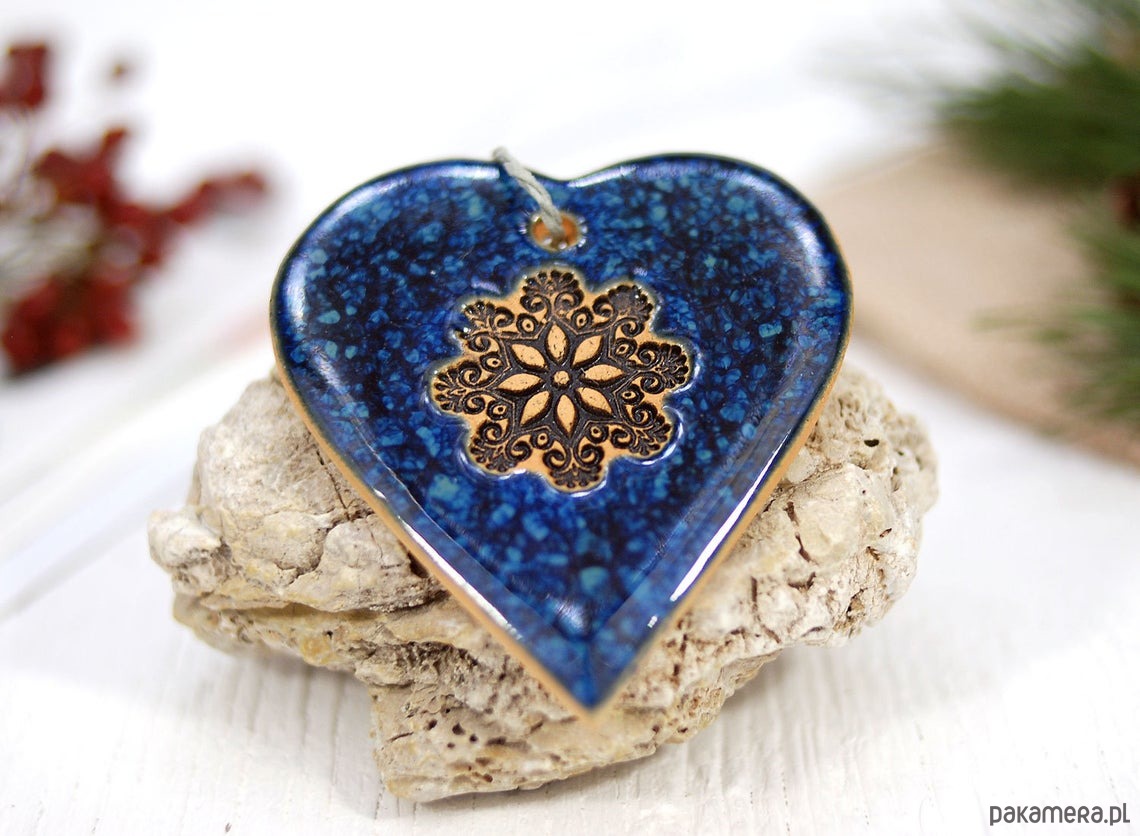 Ozdoby na ścianę Ceramiczne serce wisząca ozdoba ceramiczna 2