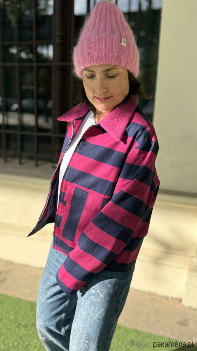 kurtki damskie Kurtka w pasy z kołnierzykiem 5