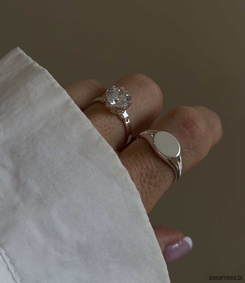 pierścionki srebrne Srebrny pierścionek z dużą cyrkonią 5