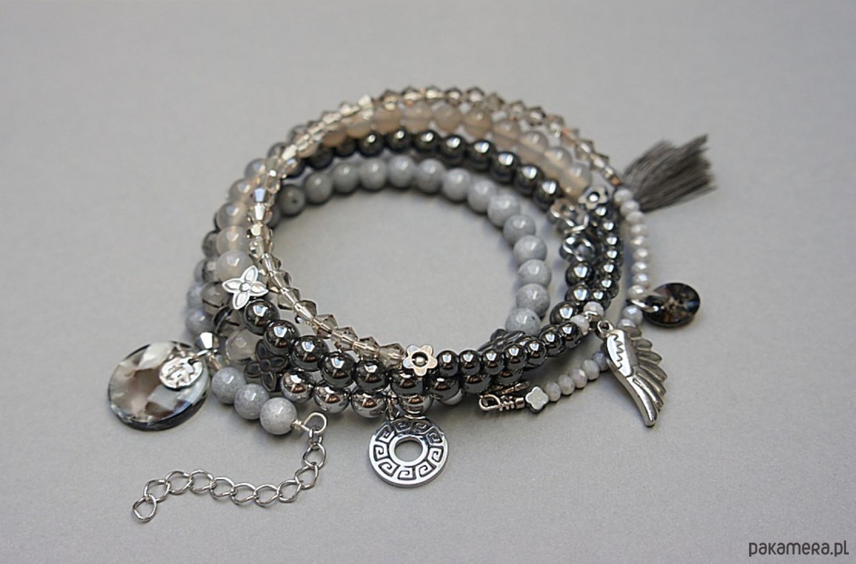 bransoletki z kamieni naturalnych Alloys  Collection  WRAPPED /steel and graphite vol. 2/ 25.10.24 - bransoletka 3