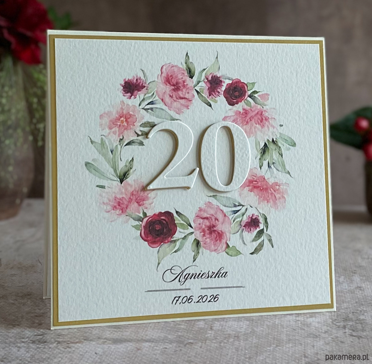 kartki scrapbooking Kartka urodzinowa z kopertą prezentową, BH 21 2