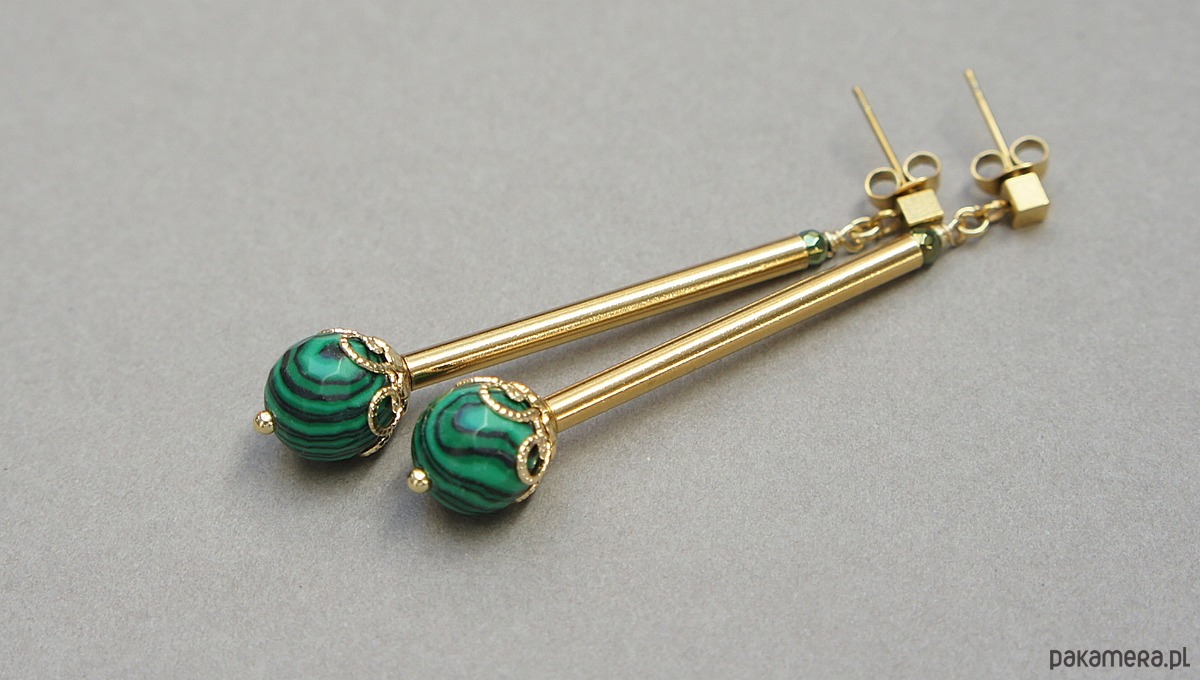 kolczyki z kamieniami Kolczyki Alloys Collection - Malachity /29.10.25/  3