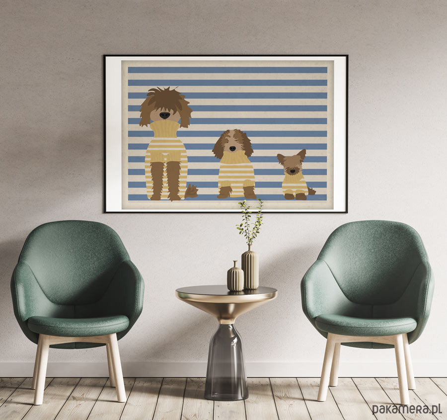 plakaty Psy w swetrach - plakat 50x70 cm fine art 2