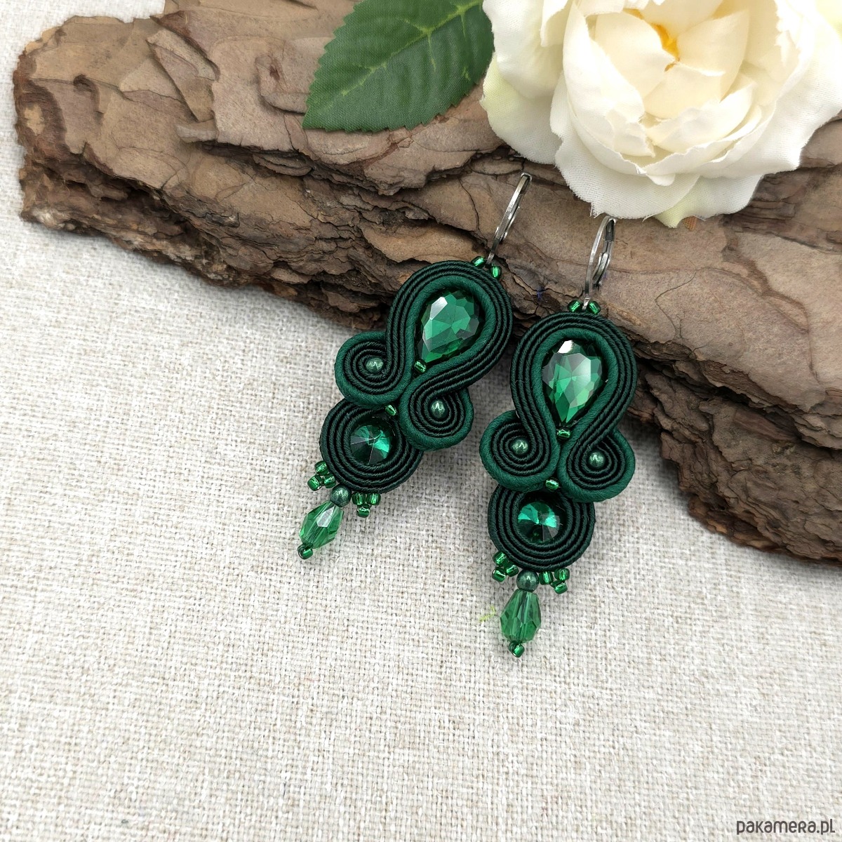 kolczyki soutache Kolczyki sutasz zielone Anya delikatne romantyczne małe 2