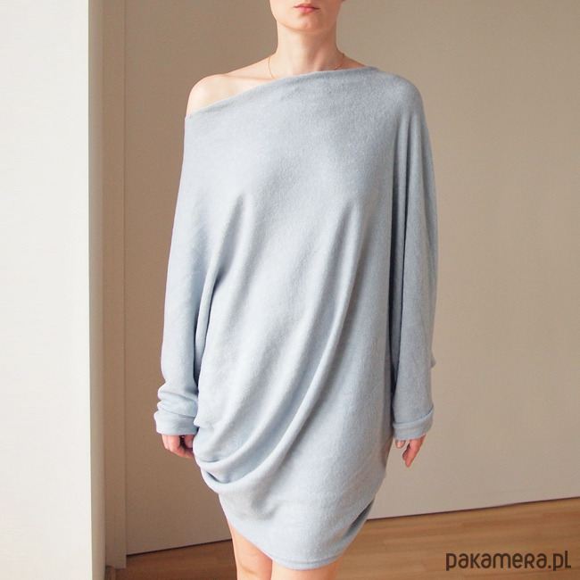 swetry damskie  Sweterek oversize długi szary 1