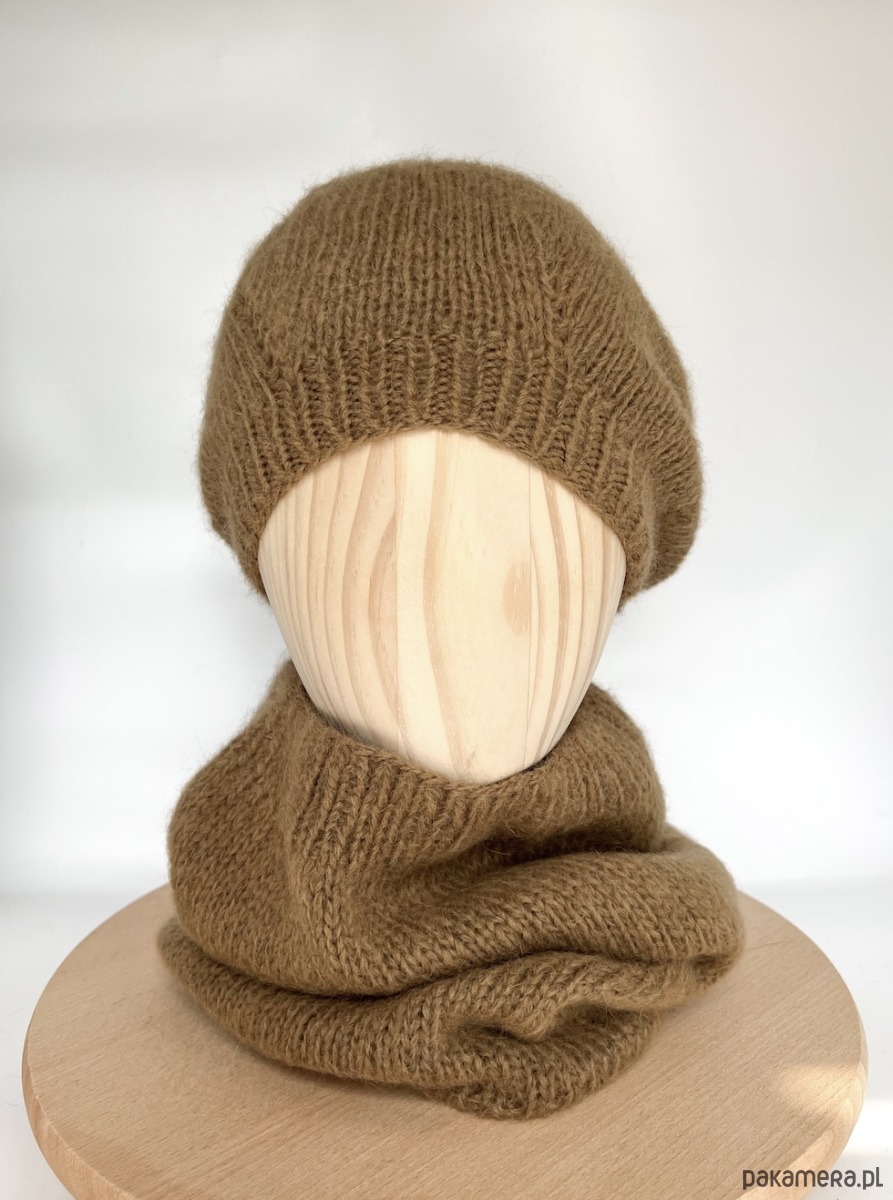czapki damskie Camelowa czapka beretowa z wełny alpaki Parisian 6