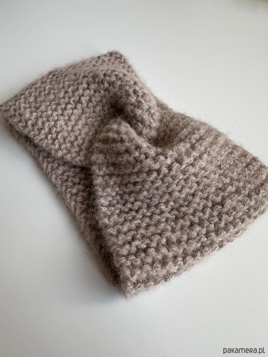 opaski do włosów Wełniana opaska twist na głowę 100%  alpaka, beżowa 3